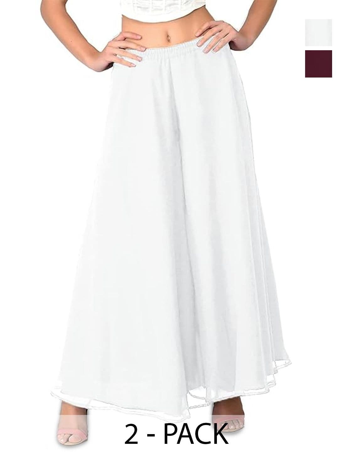 ERUDITE CLUB Women 2 Flared Georgette Ethnic Palazzos - view 1