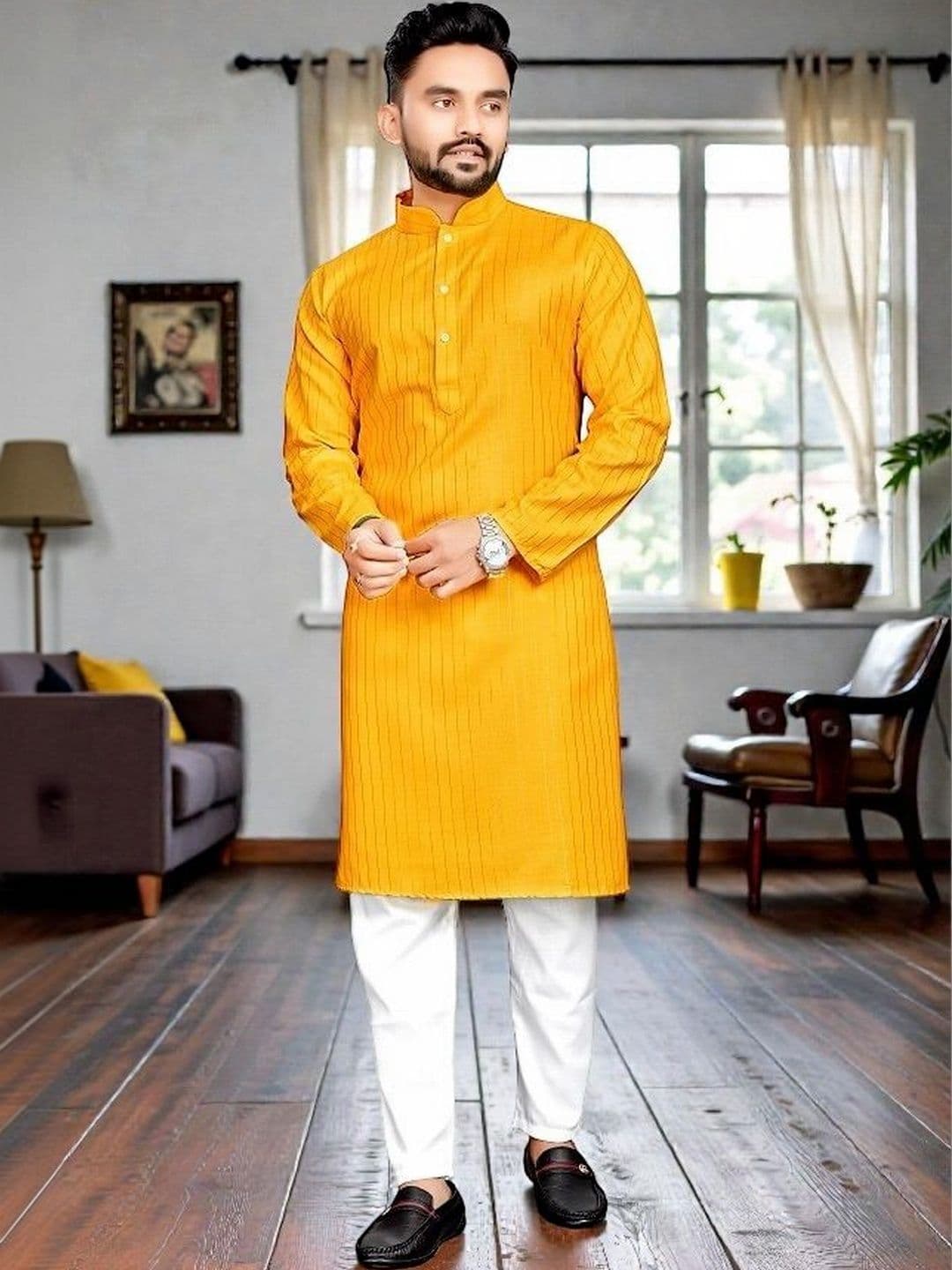 MAITHILI CREATION Mandarin Collar Cotton Kurta - view 1
