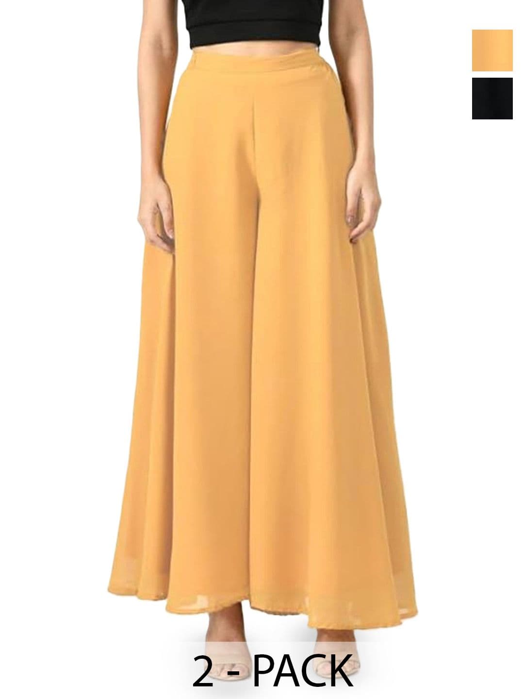 AFFLEON Women 2 Flared Georgette Ethnic Palazzos - view 1