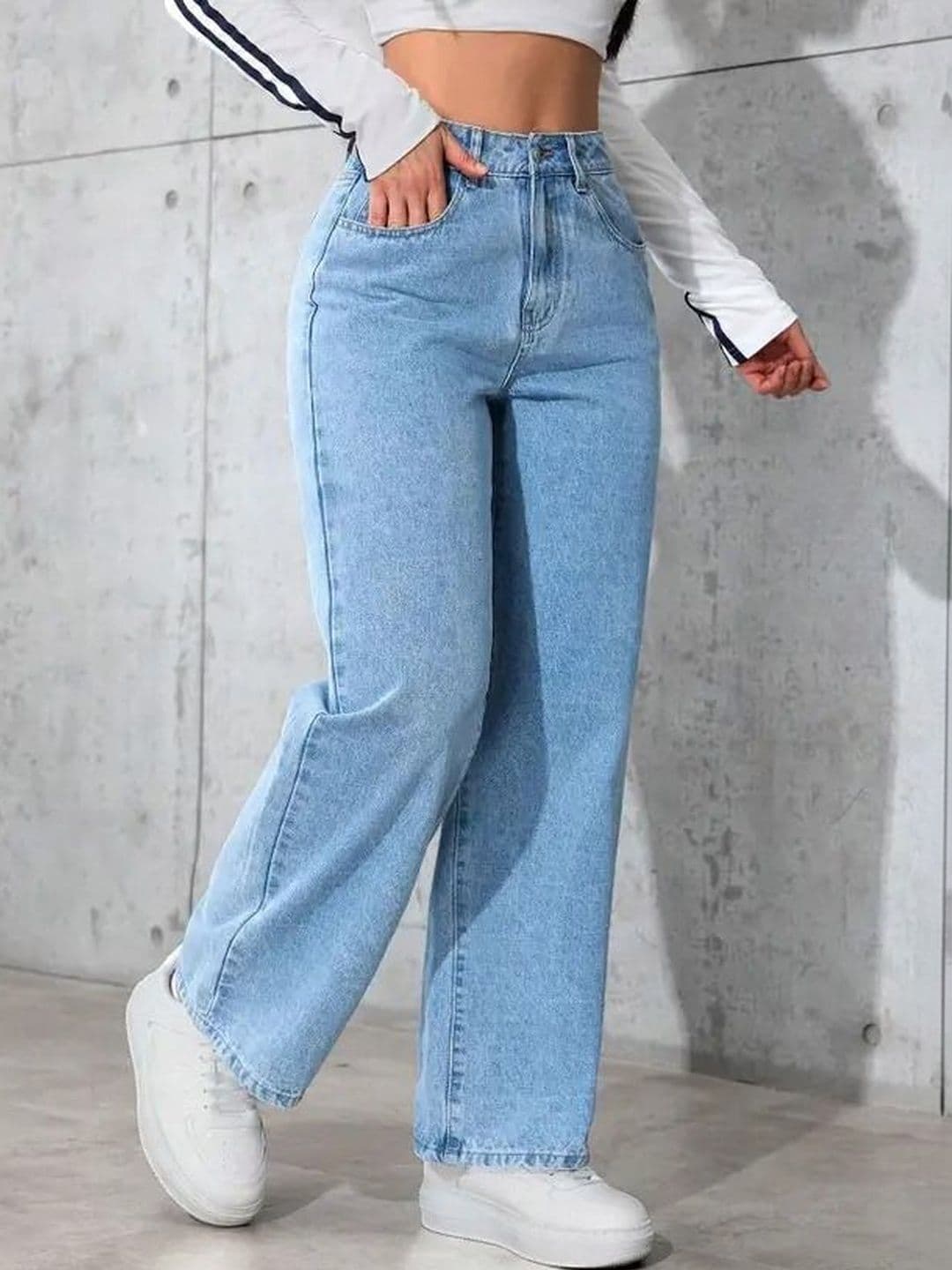 Mast & Harbour Women Wide Leg High-Rise Light Fade Stretchable Jeans - view 1