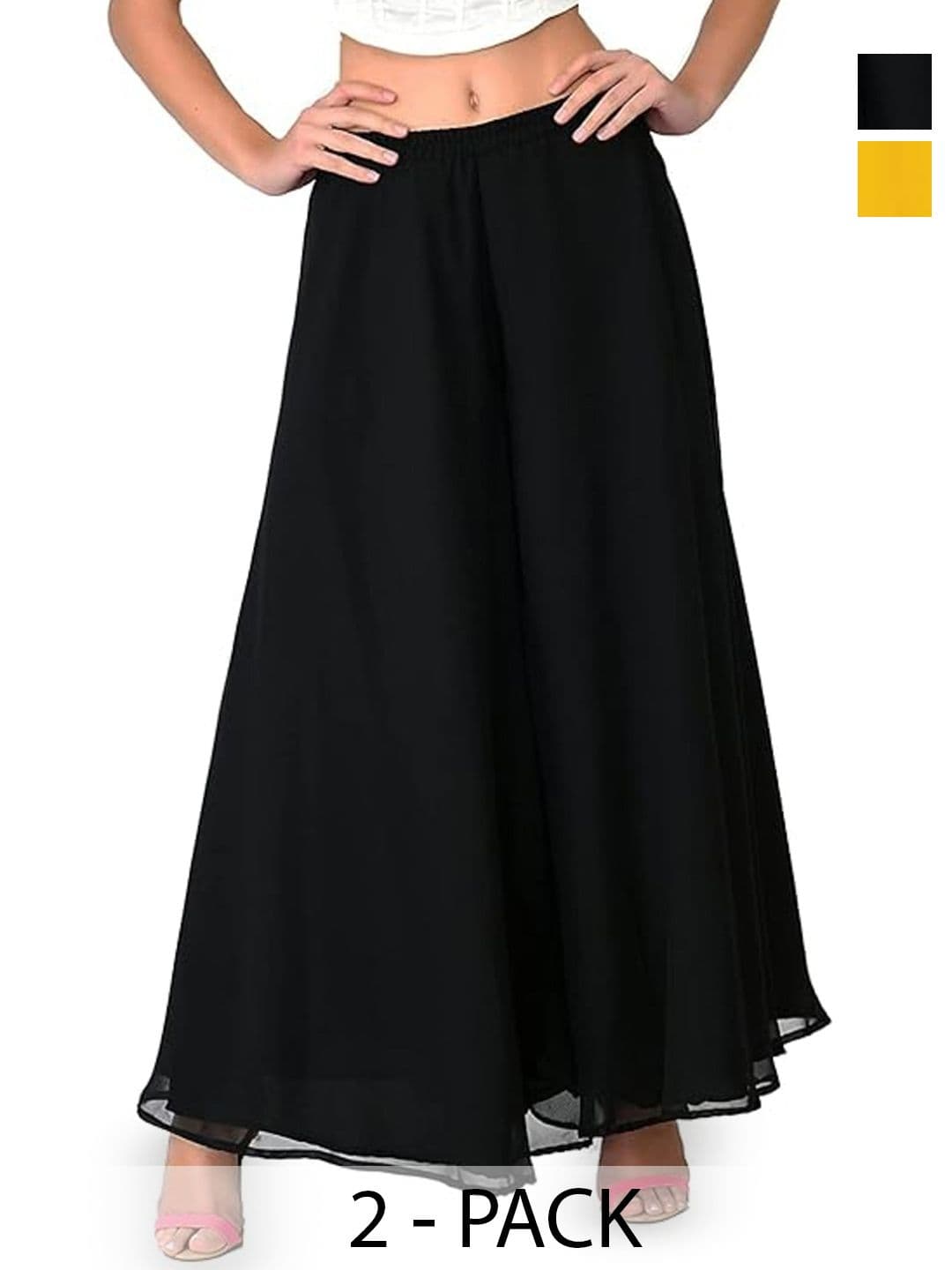 ERUDITE CLUB Women 2 Flared Georgette Ethnic Palazzos - view 1