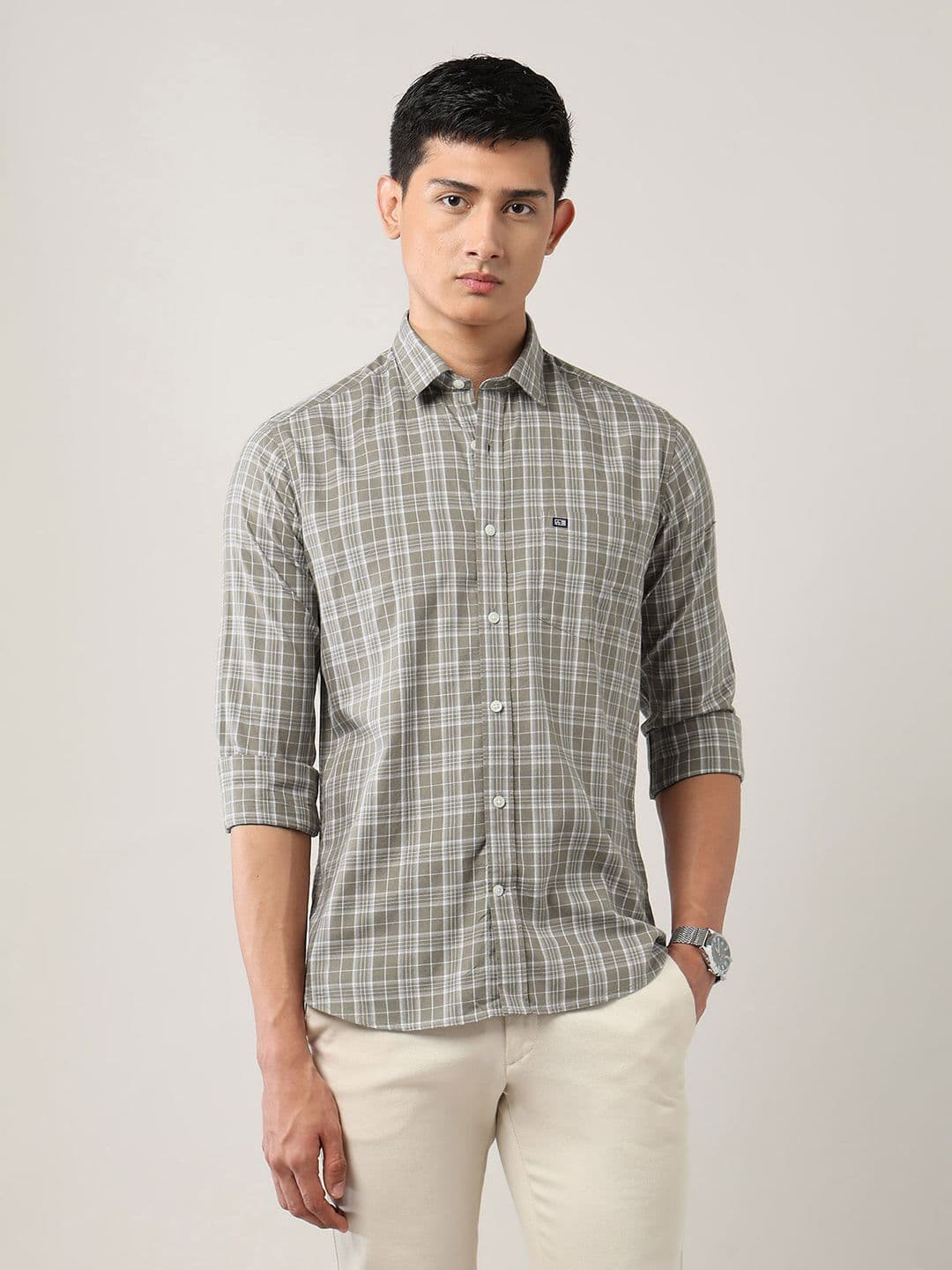Arrow Sport Slim Fit Checked Pure Cotton Casual Shirt - view 1