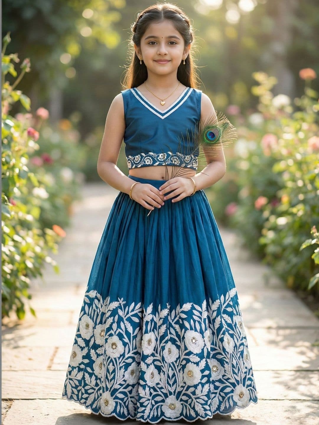 KALINI Girls Embroidered Sequinned Ready to Wear Lehenga & - view 1
