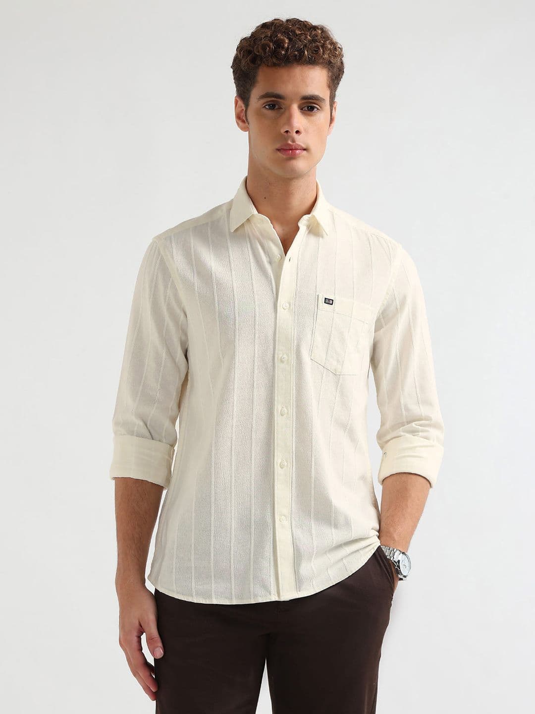 Arrow Sport Manhattan Slim Fit Striped Pure Cotton Casual Shirt - view 1