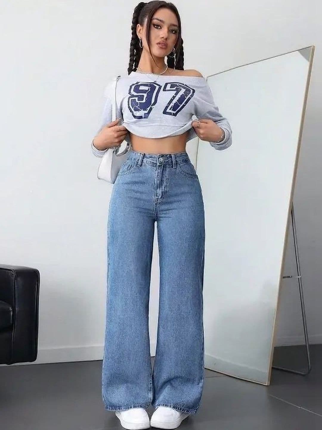 Mast & Harbour Women Wide Leg High-Rise Stretchable Jeans - view 1