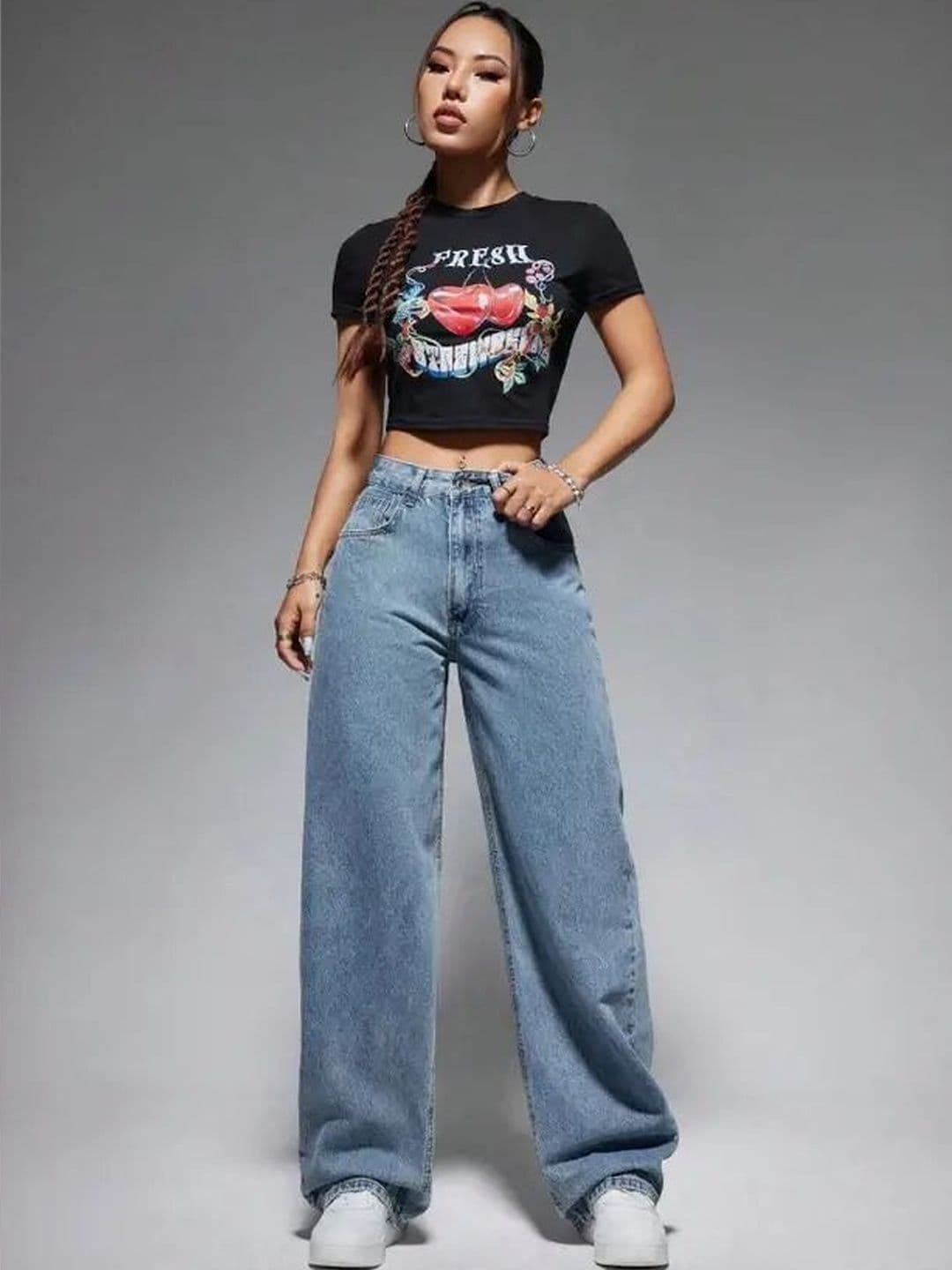 Mast & Harbour Women Wide Leg High-Rise Light Fade Stretchable Jeans - view 1
