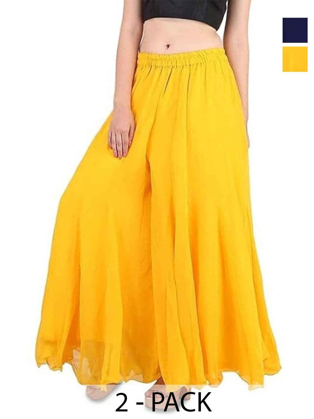 AFFLEON Women 2 Flared Georgette Ethnic Palazzos - view 1