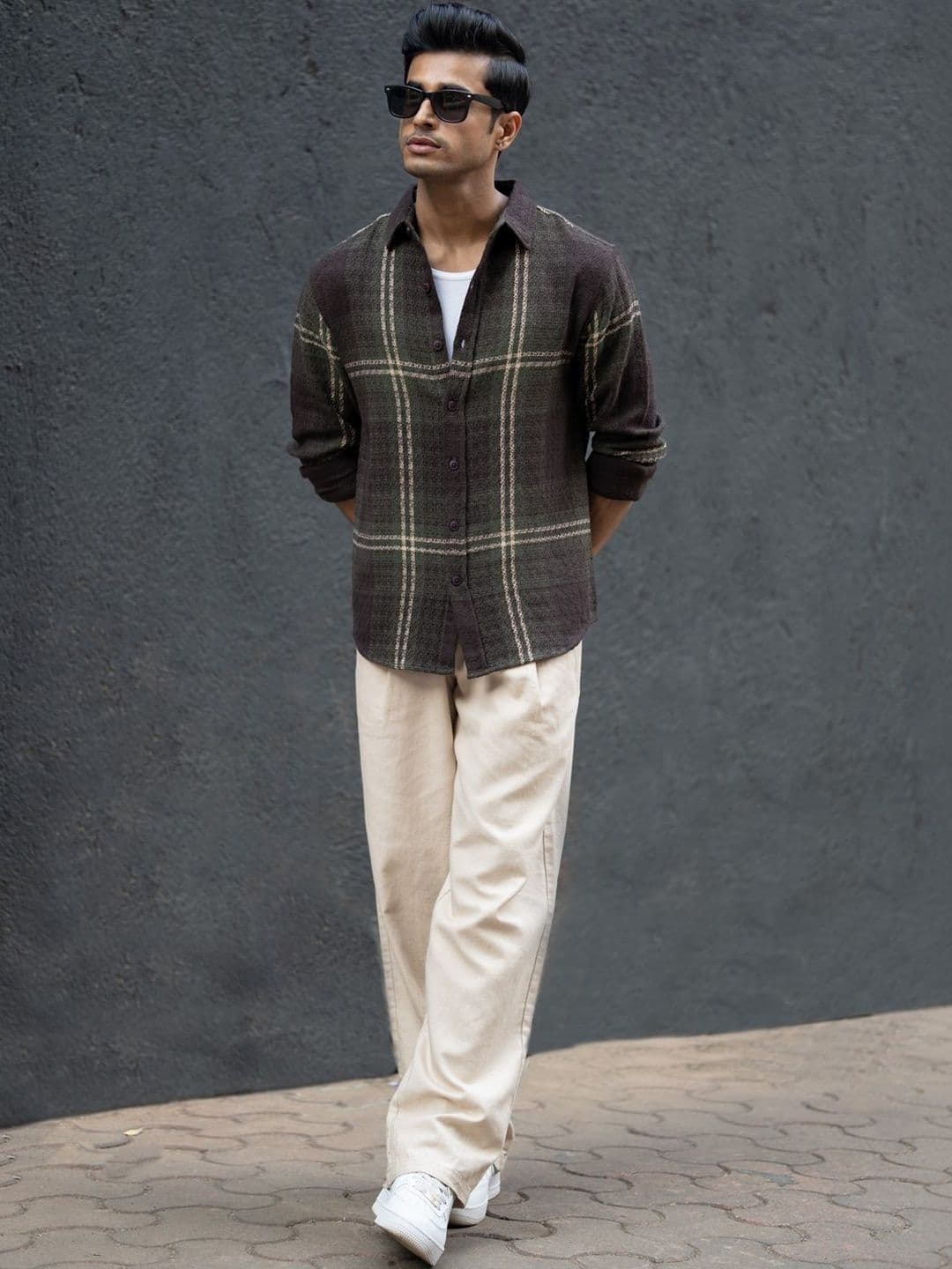 Powerlook Structured Checks Tartan Cotton Long Sleeves Shirt - view 1
