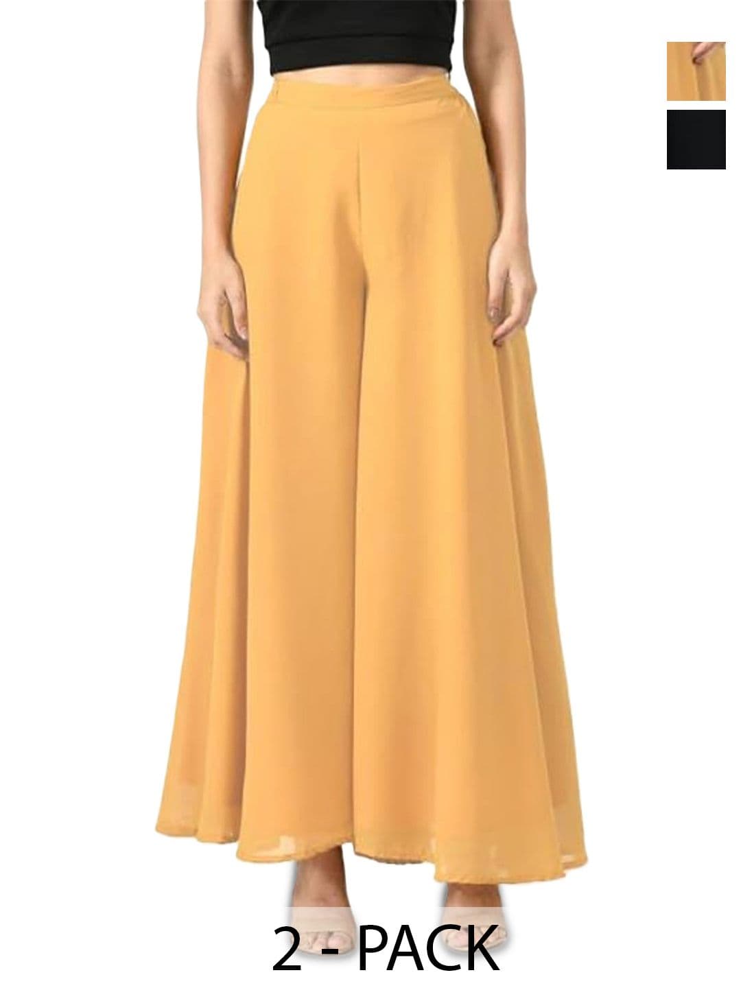 Aura Glam Women 2 Flared Georgette Ethnic Palazzos - view 1