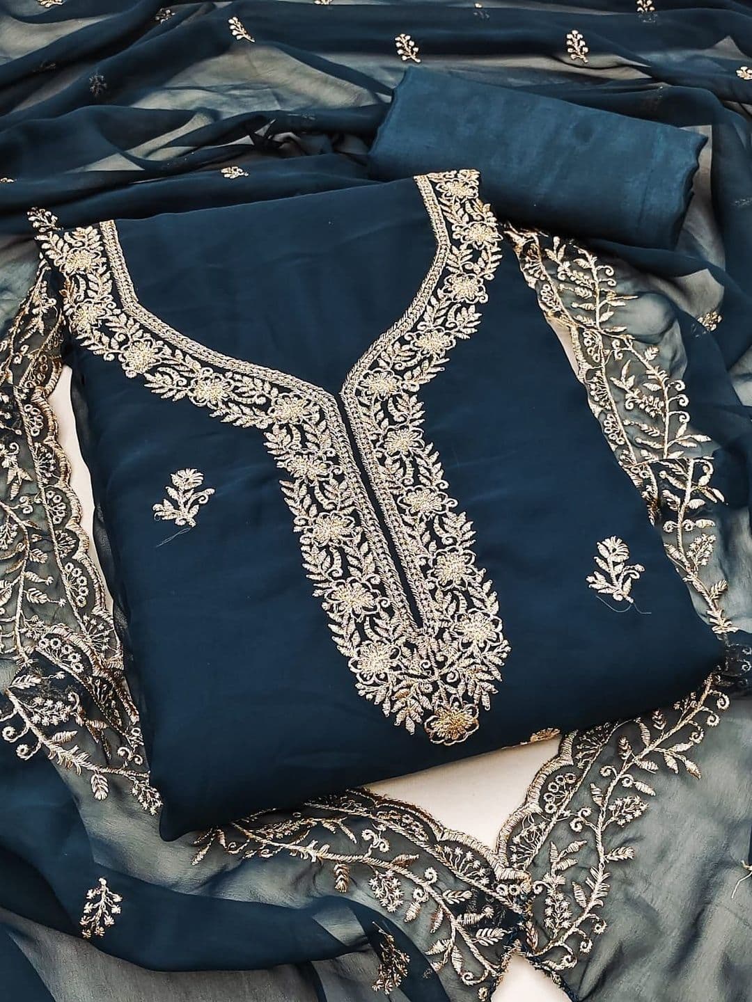 HMP Fashion Embroidered Unstitched Dress Material - view 1