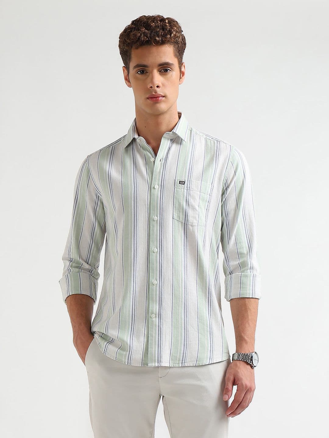 Arrow Sport Pure Cotton Manhattan Slim Fit Striped Casual Shirt - view 1