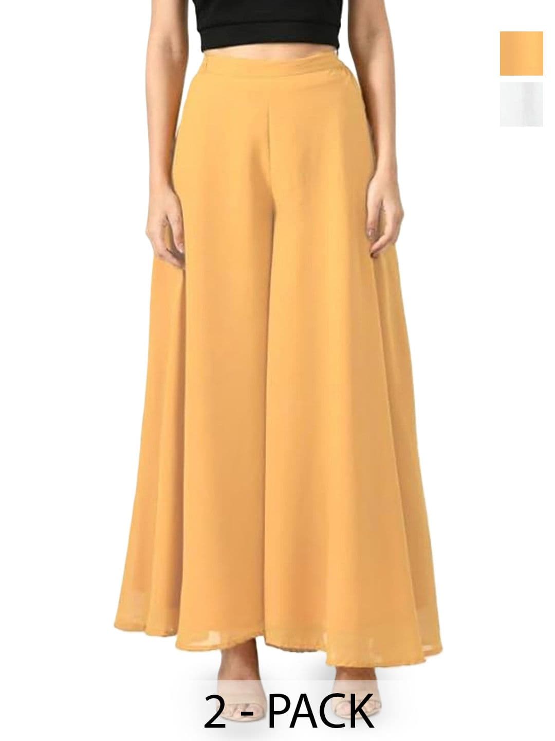 AFFLEON Women 2 Flared Georgette Ethnic Palazzos - view 1