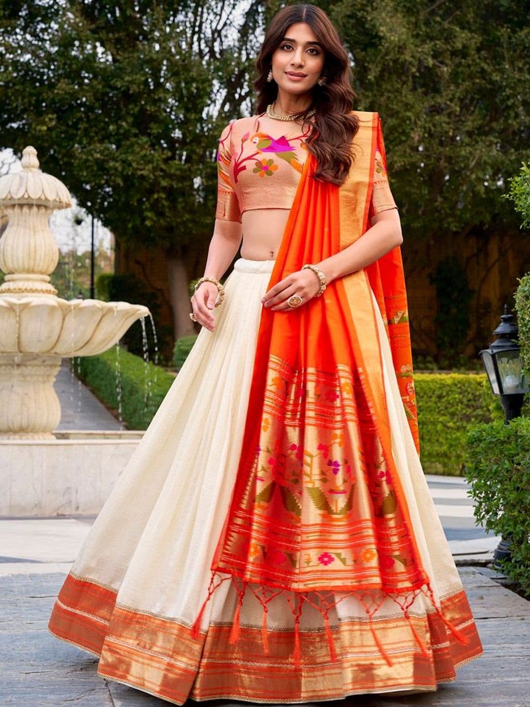 LOOKNBOOK ART Embellished Ready to Wear Lehenga & Blouse With Dupatta - view 1