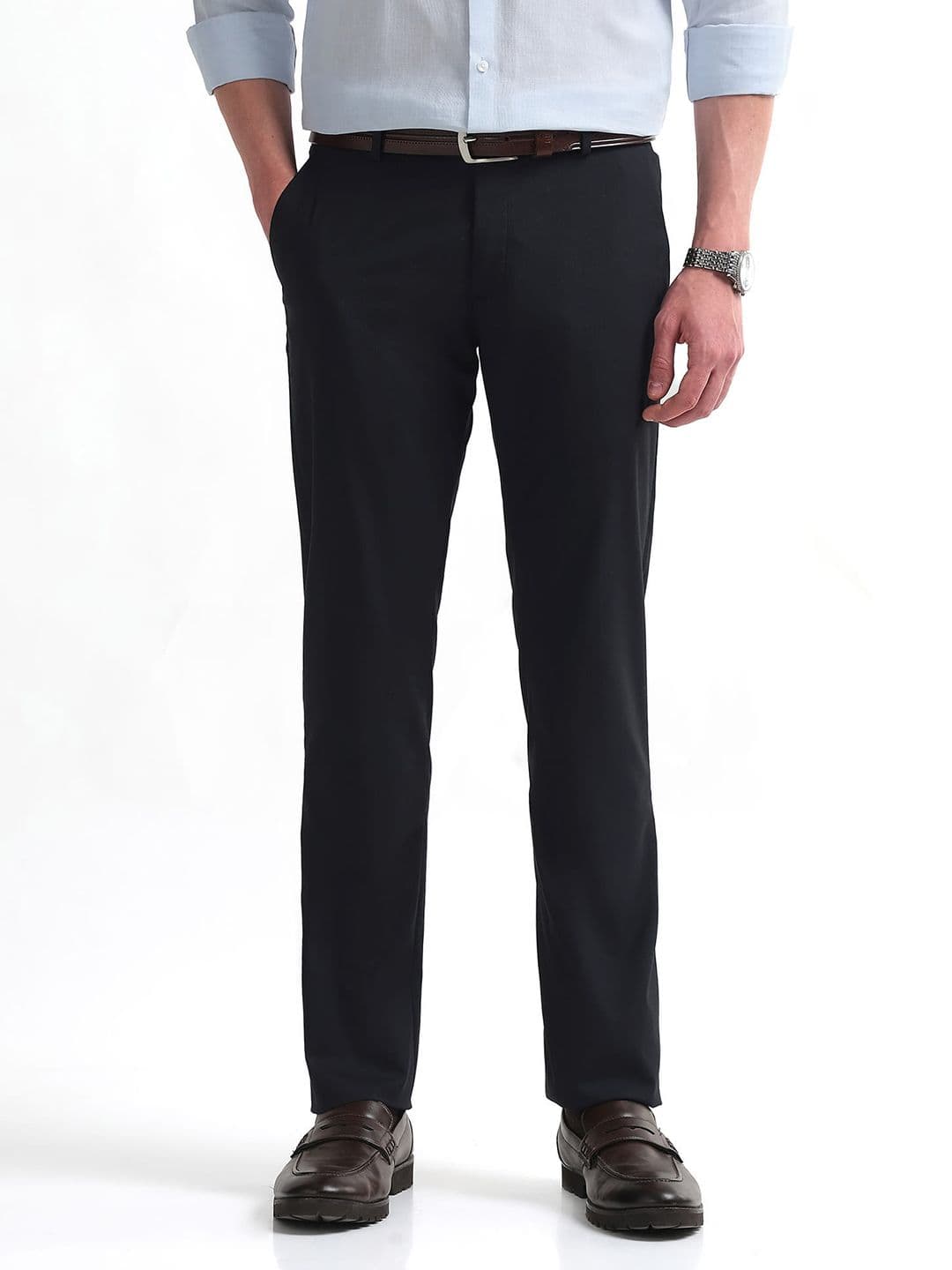 Arrow Men Hudson Tailored Fit Striped Formal Trousers - view 1