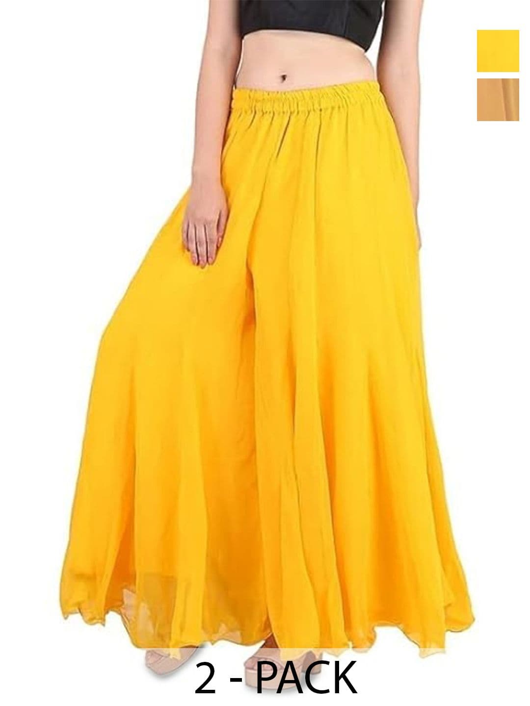 ERUDITE CLUB Women 2 Flared Georgette Ethnic Palazzos - view 1