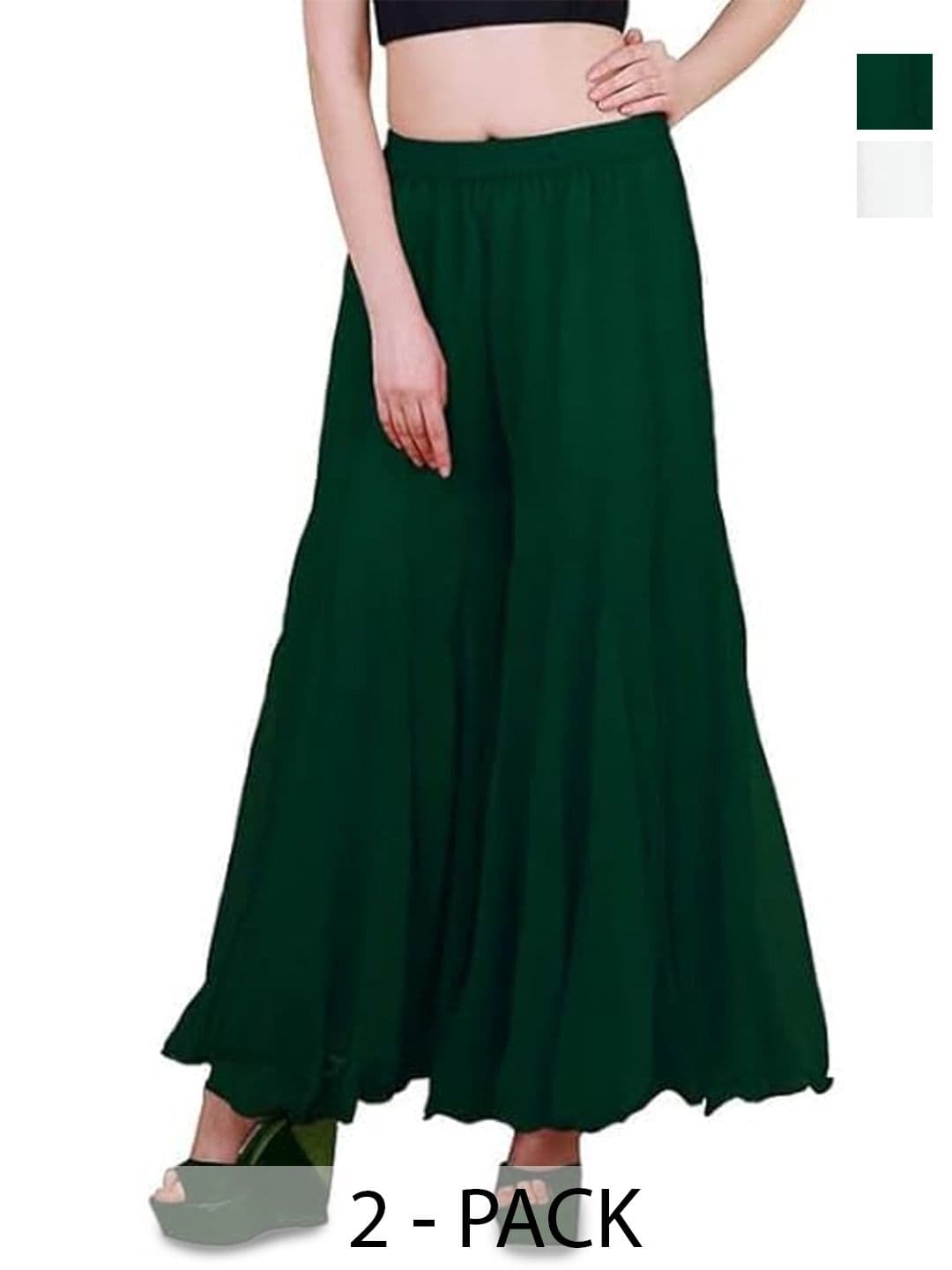 AFFLEON Women 2 Flared Georgette Ethnic Palazzos - view 1