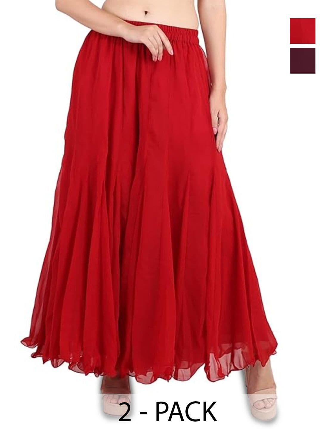 Aura Glam Women 2 Flared Georgette Palazzos - view 1