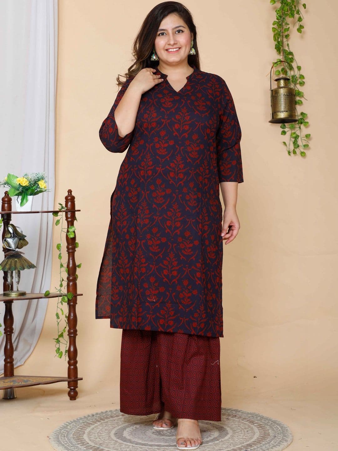 Sztori Women Ethnic Motifs Printed Regular Pure Cotton Kurta with Palazzos - view 1