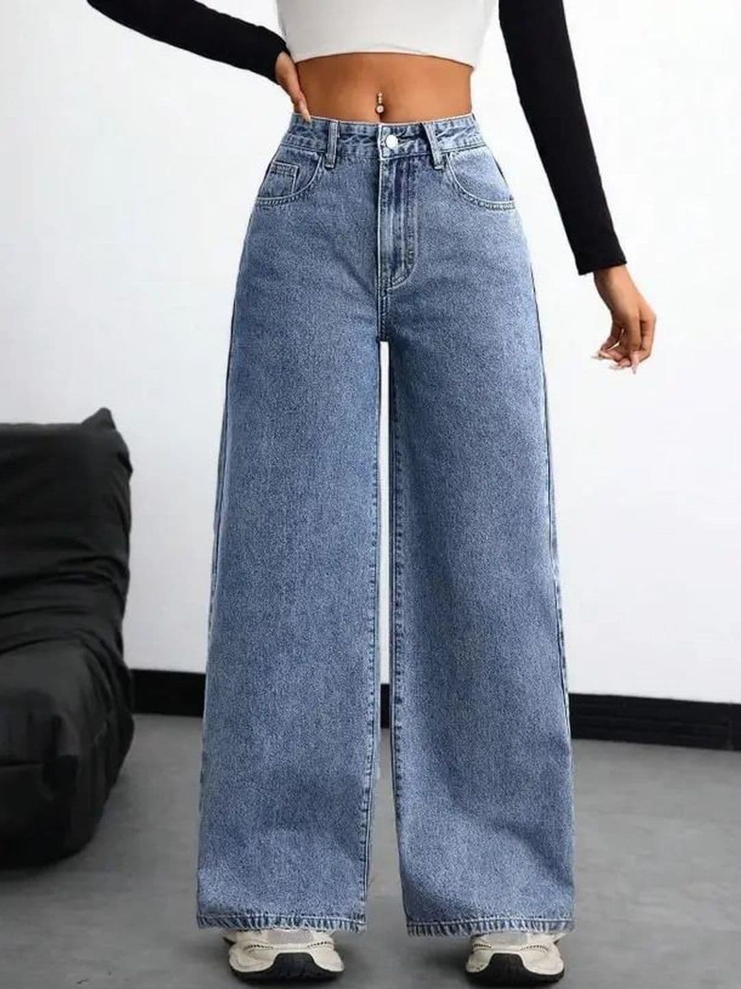 Mast & Harbour Women Wide Leg High-Rise Light Fade Stretchable Jeans - view 1