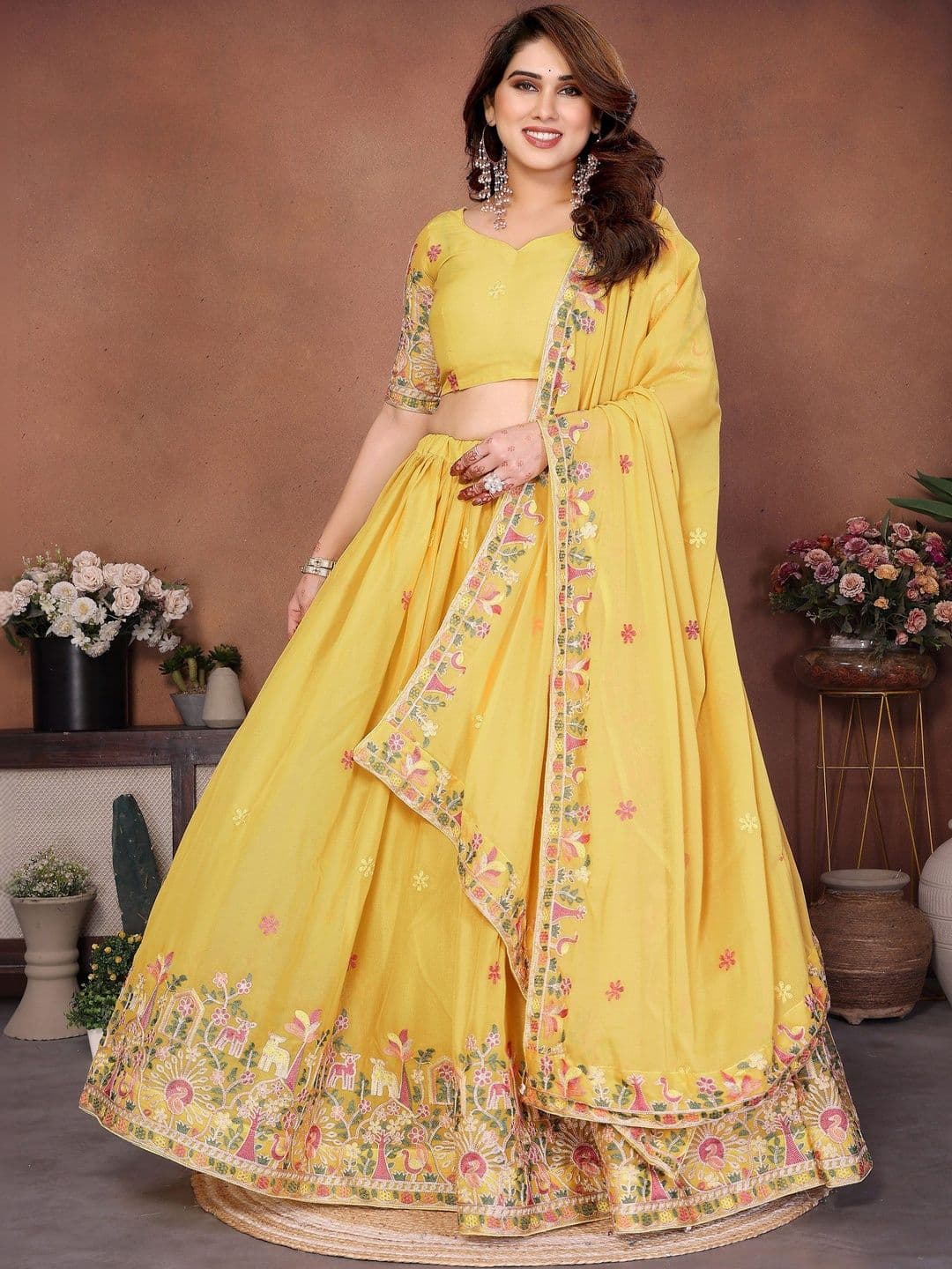 VenderVilla Georgette Semi Stitched Lehenga Choli with Embroidery & Cutwork Dupatta - view 1