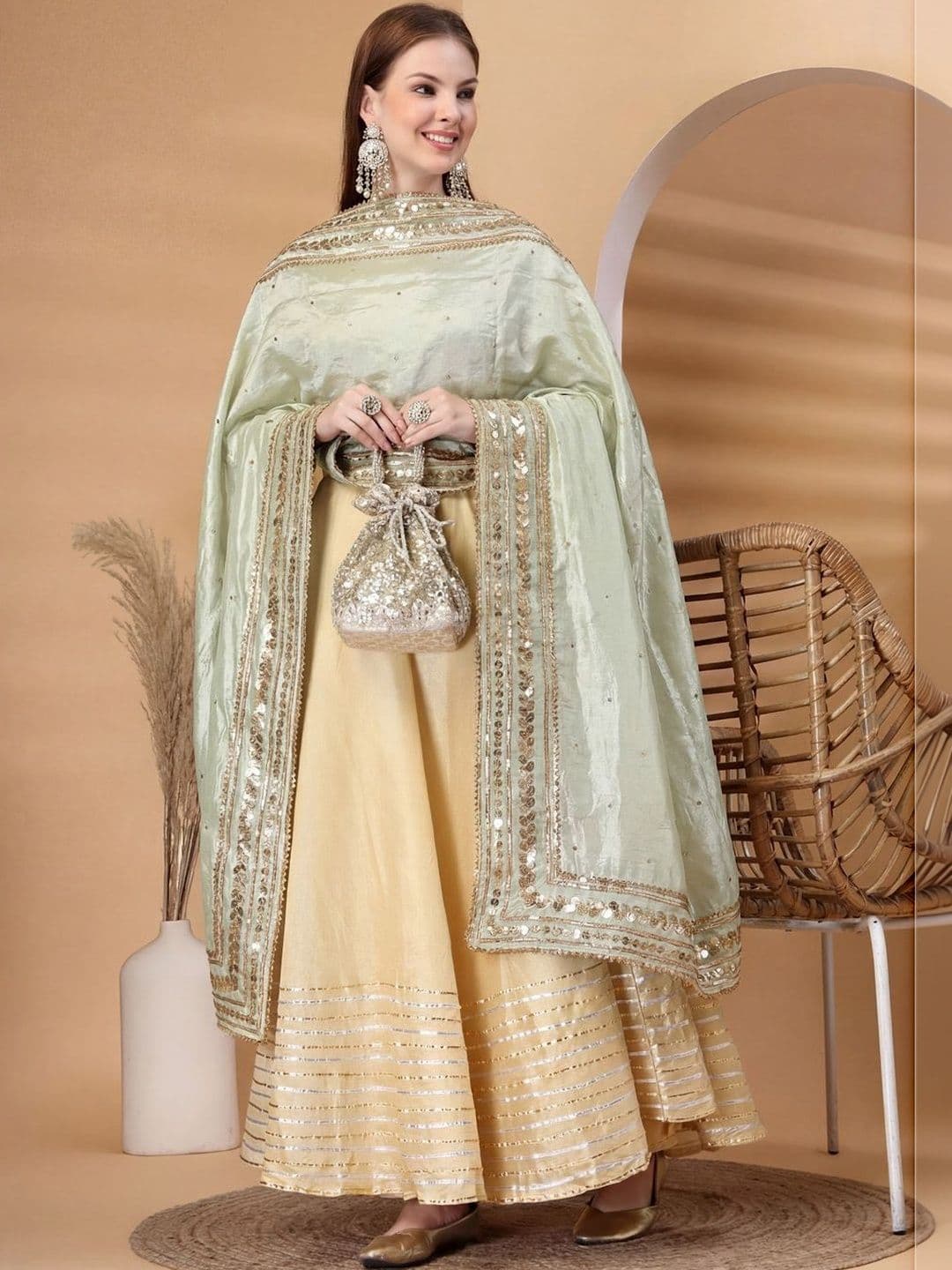 Clora Creation Embroidered Dupatta with Sequinned - view 1