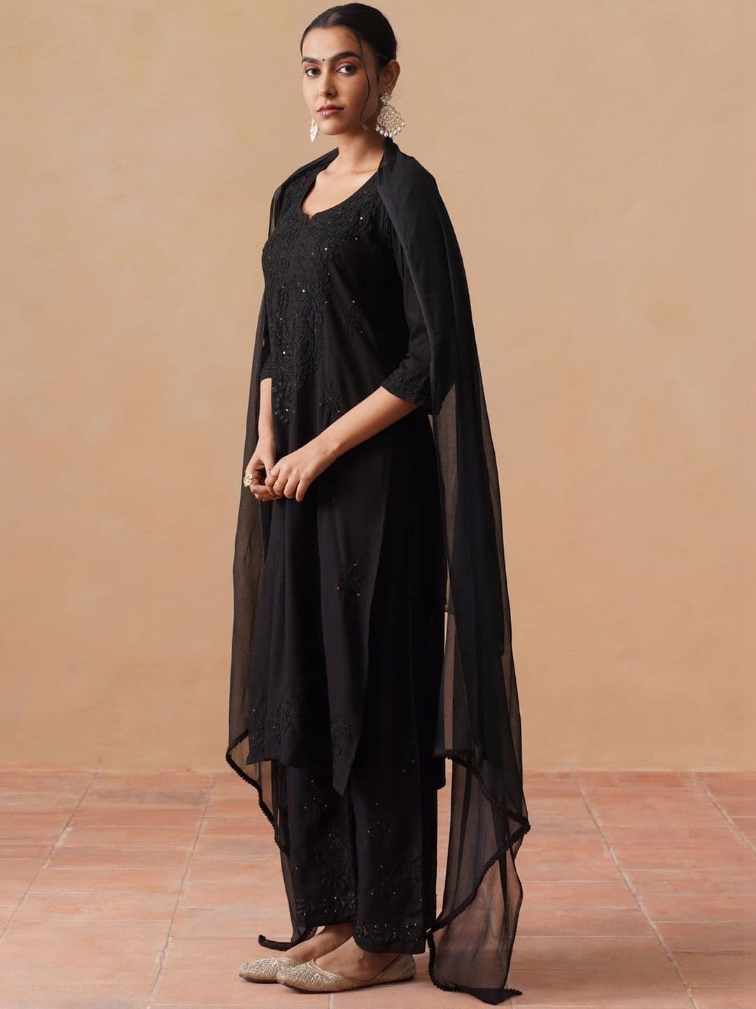 all about you Women Ethnic Motifs Embroidered Regular Thread Work Kurta with Palazzos & With Dupatta - view 1