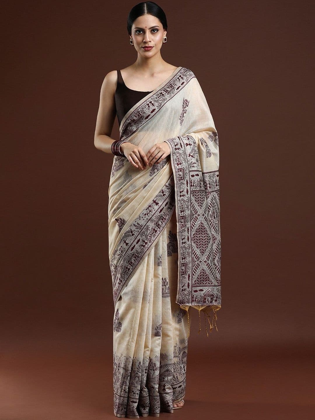 House of Pataudi Woven Design Saree With Blouse - view 1