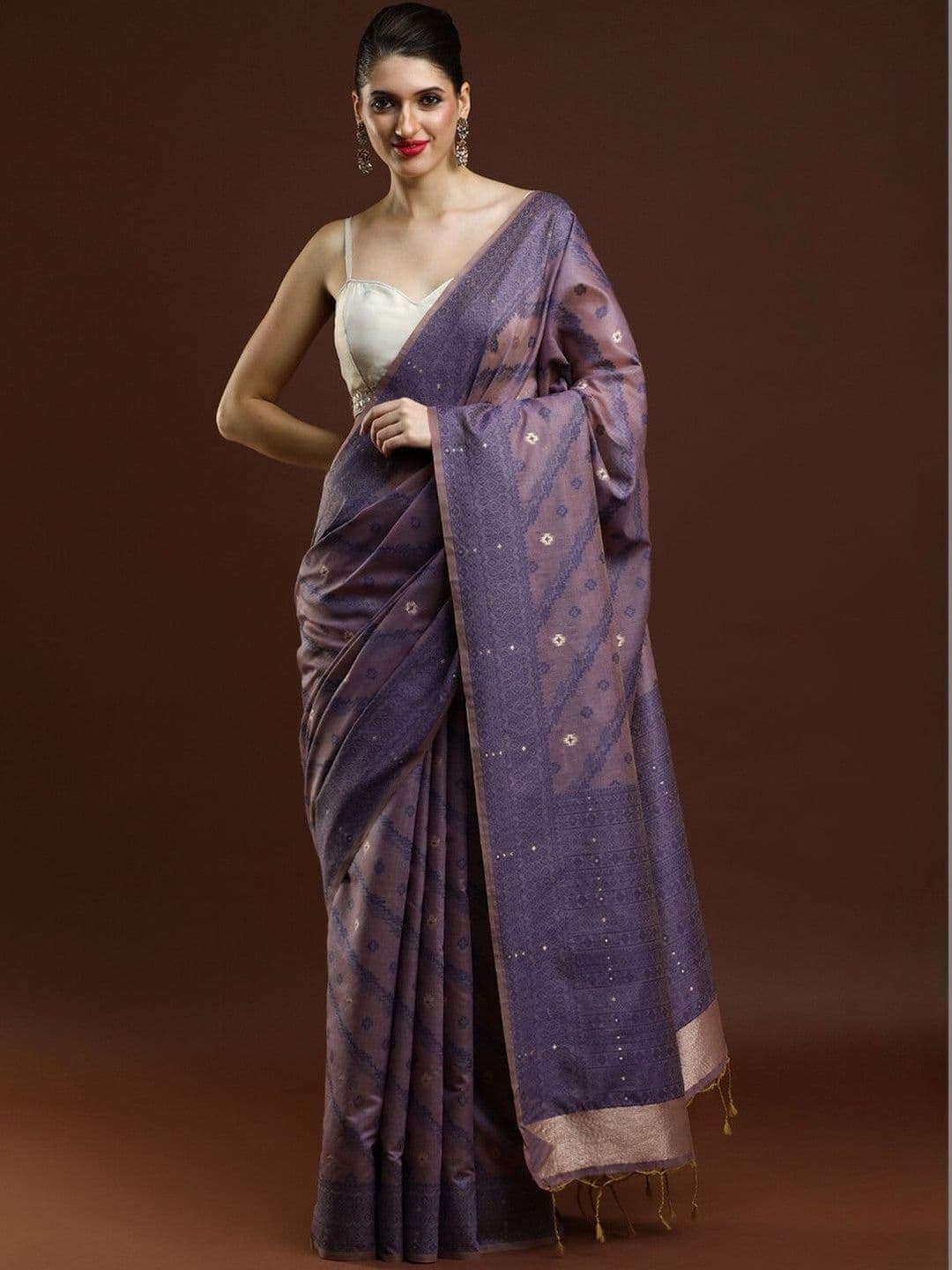 House of Pataudi Woven Design Saree With Blouse - view 1