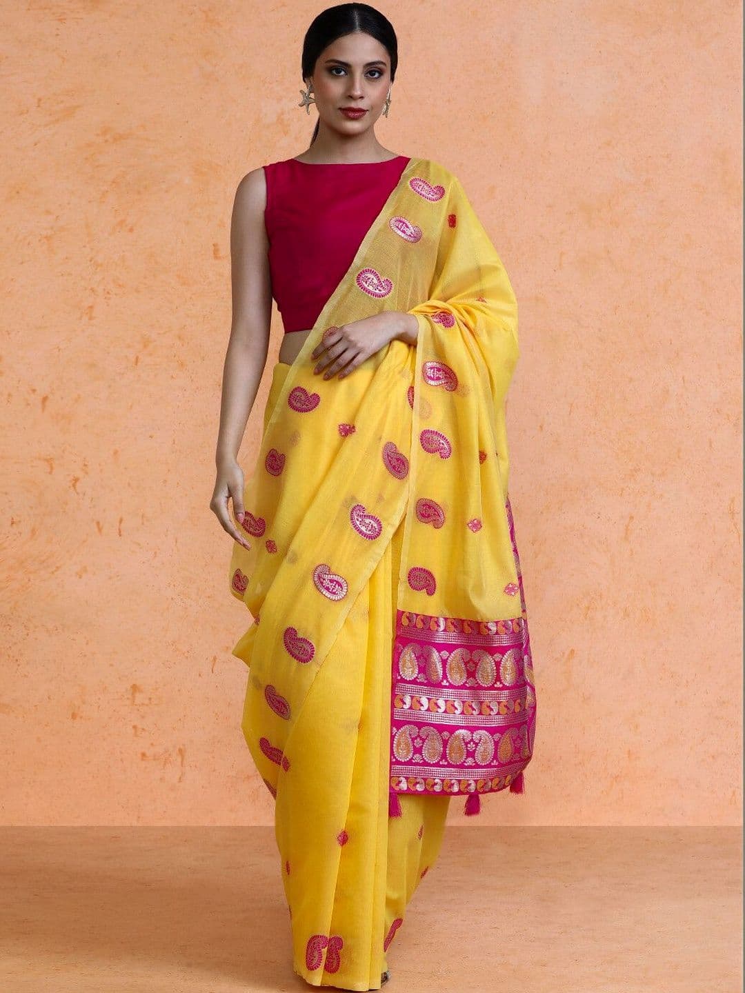House of Pataudi Woven Design Saree With Blouse - view 1