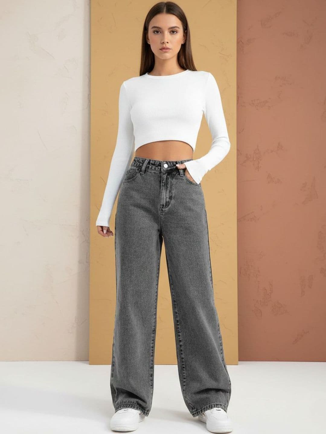 Mast & Harbour Women Wide Leg High-Rise Stretchable Jeans - view 1