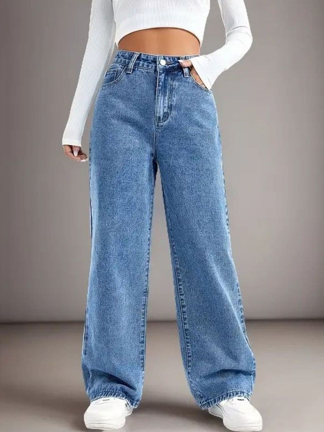 Mast & Harbour Women Wide Leg High-Rise Light Fade Stretchable Jeans - view 1