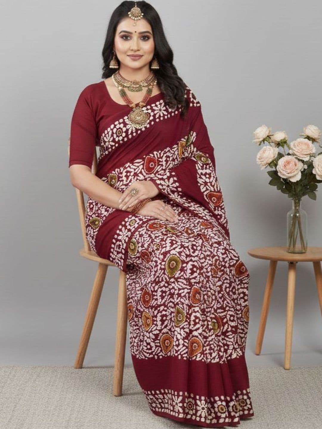 HERE&NOW X Minu Fashions Batik Pure Cotton Block Print Saree - view 1