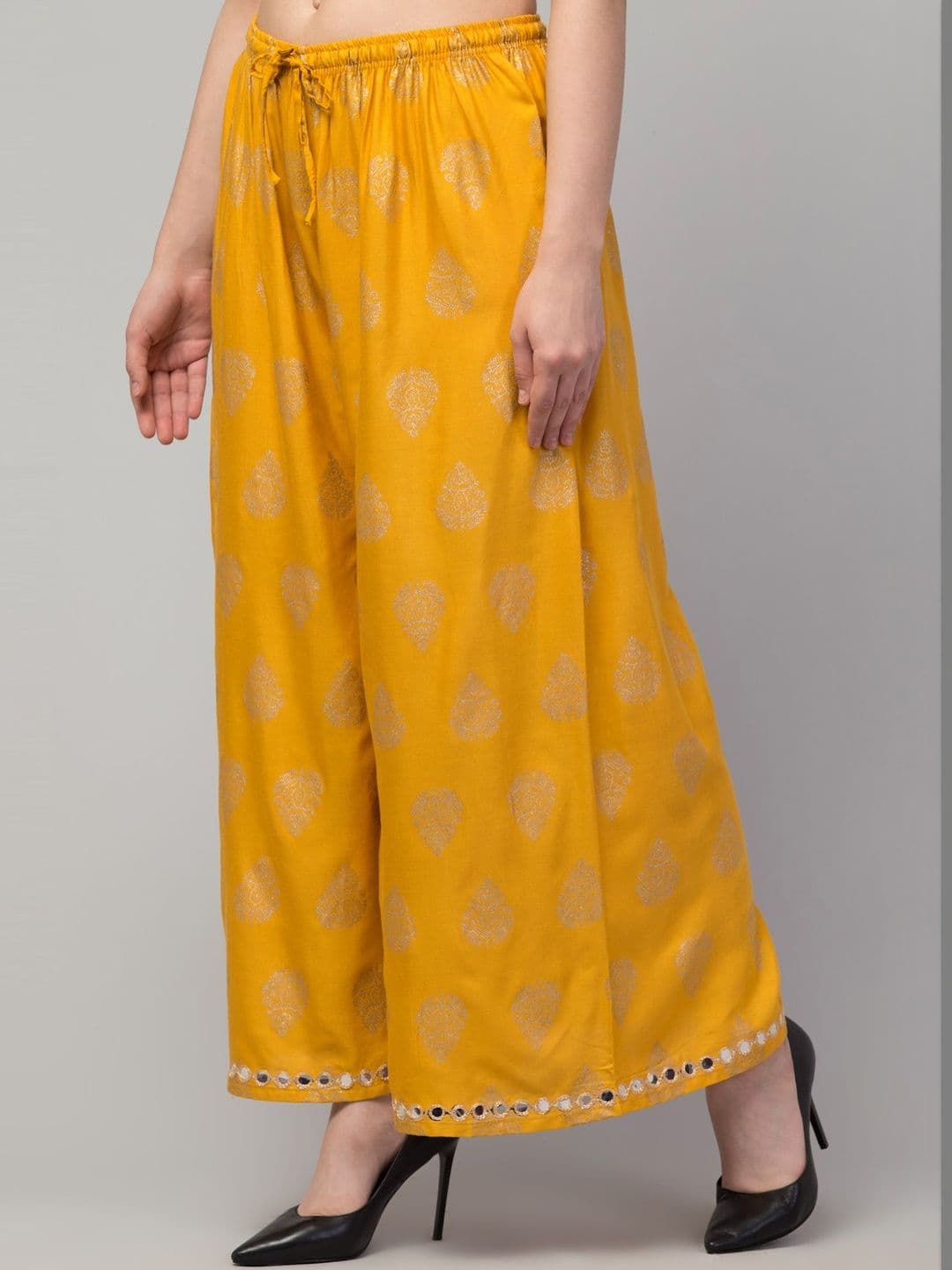 CROWN KING GARMENTS Women Ethnic Motifs Printed Flared Knitted Ethnic Palazzos - view 1