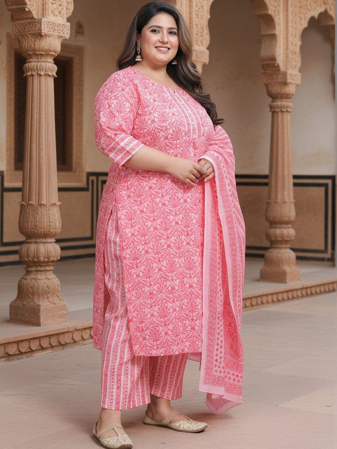 Sztori Women Ethnic Motifs Printed Regular Pure Cotton Kurta with Trousers & With Dupatta - view 1