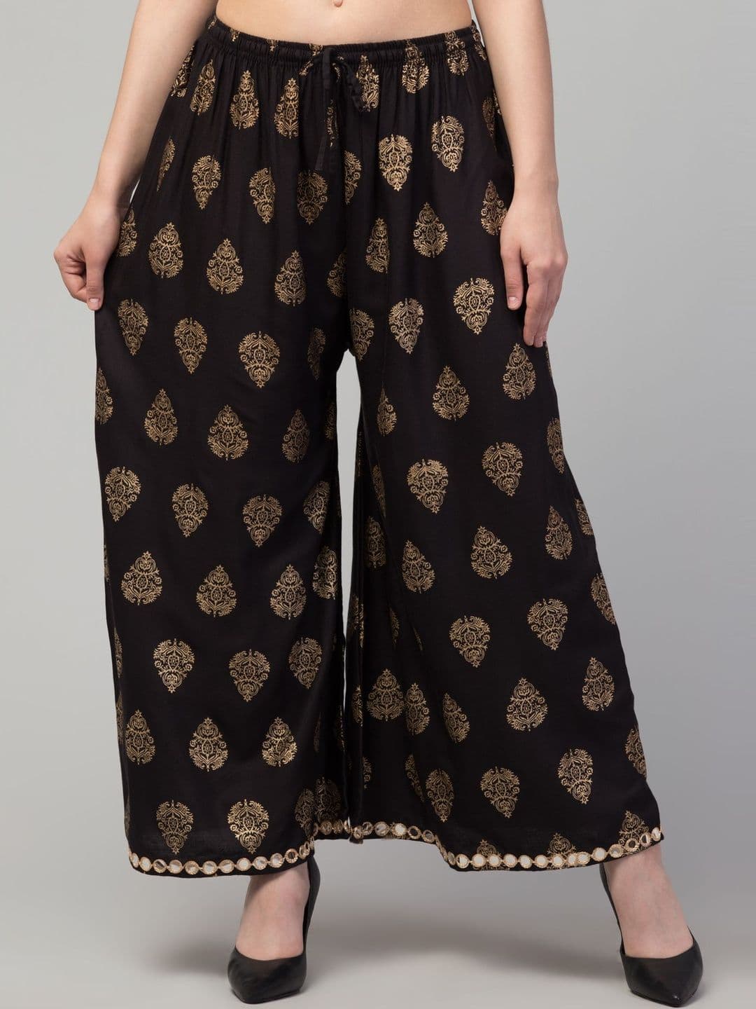 CROWN KING Women Ethnic Motifs Printed Flared Knitted Ethnic Palazzos - view 1