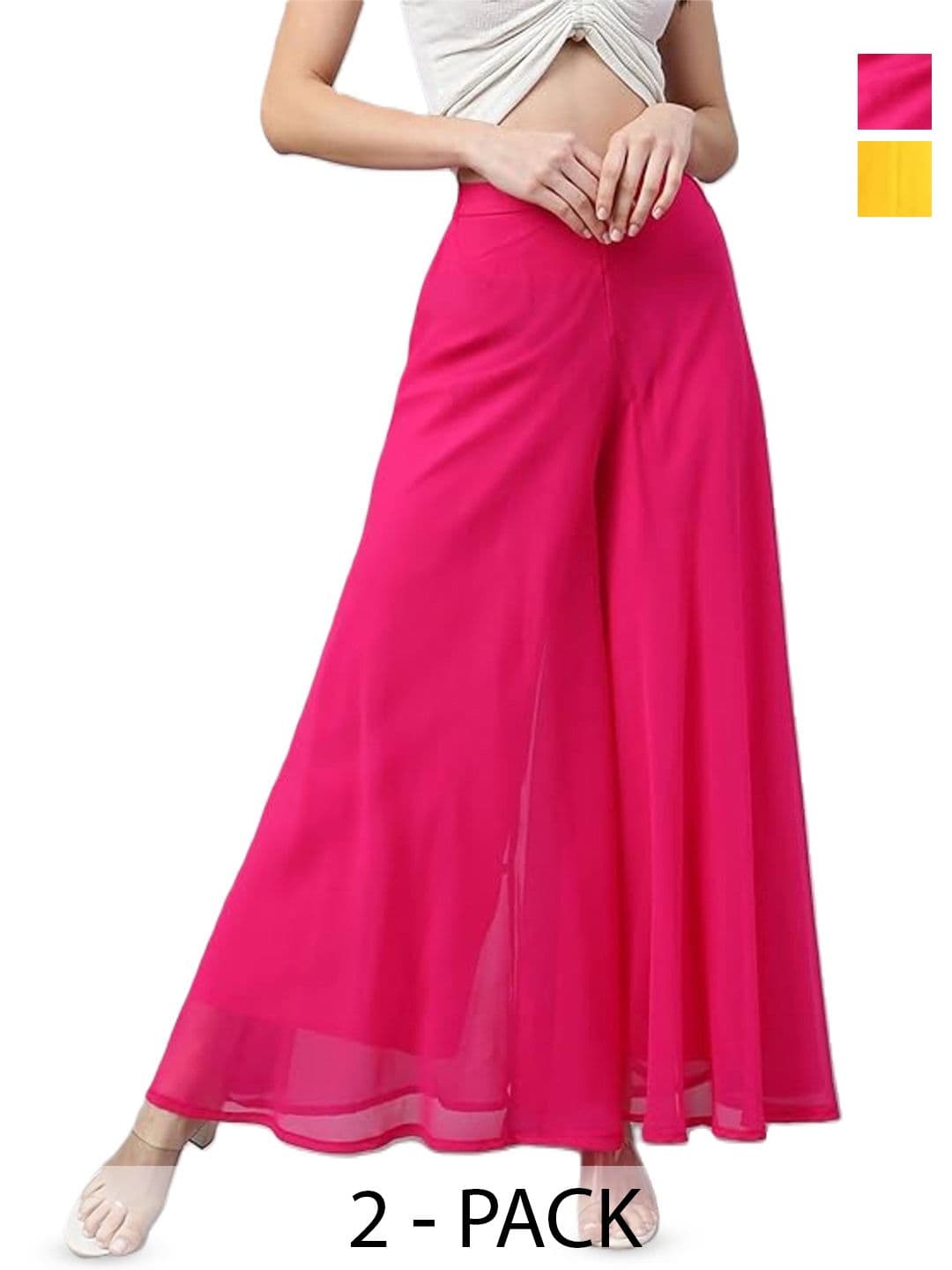 AFFLEON Women 2 Flared Georgette Ethnic Palazzos - view 1