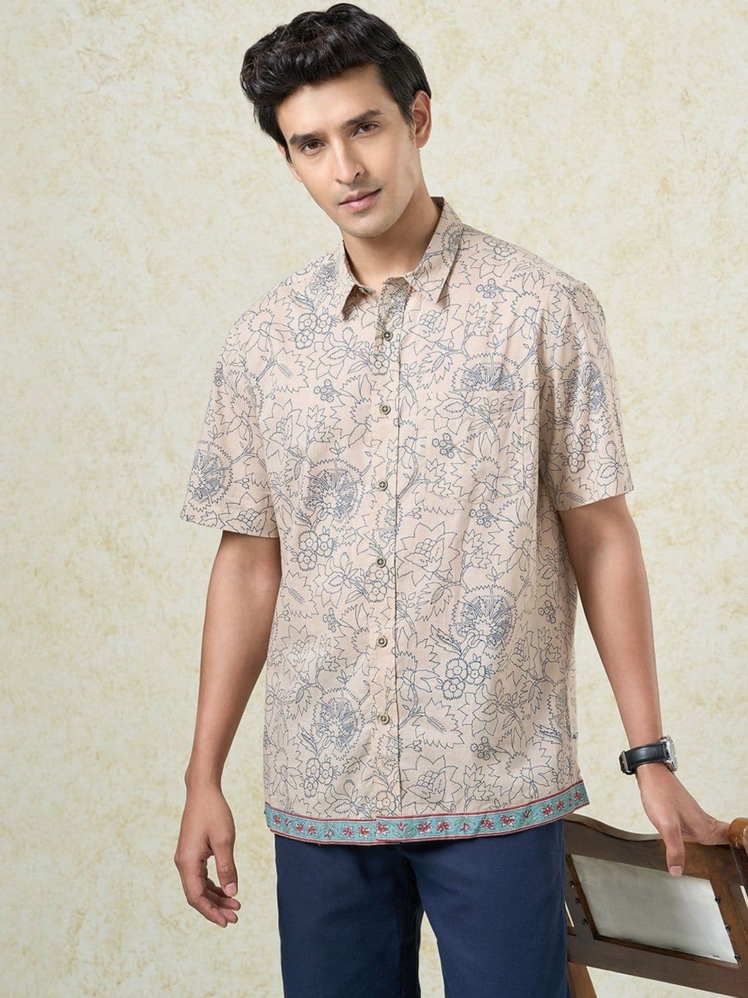indus route by Pantaloons Men Printed Thread Work Pathani Kurta - view 1