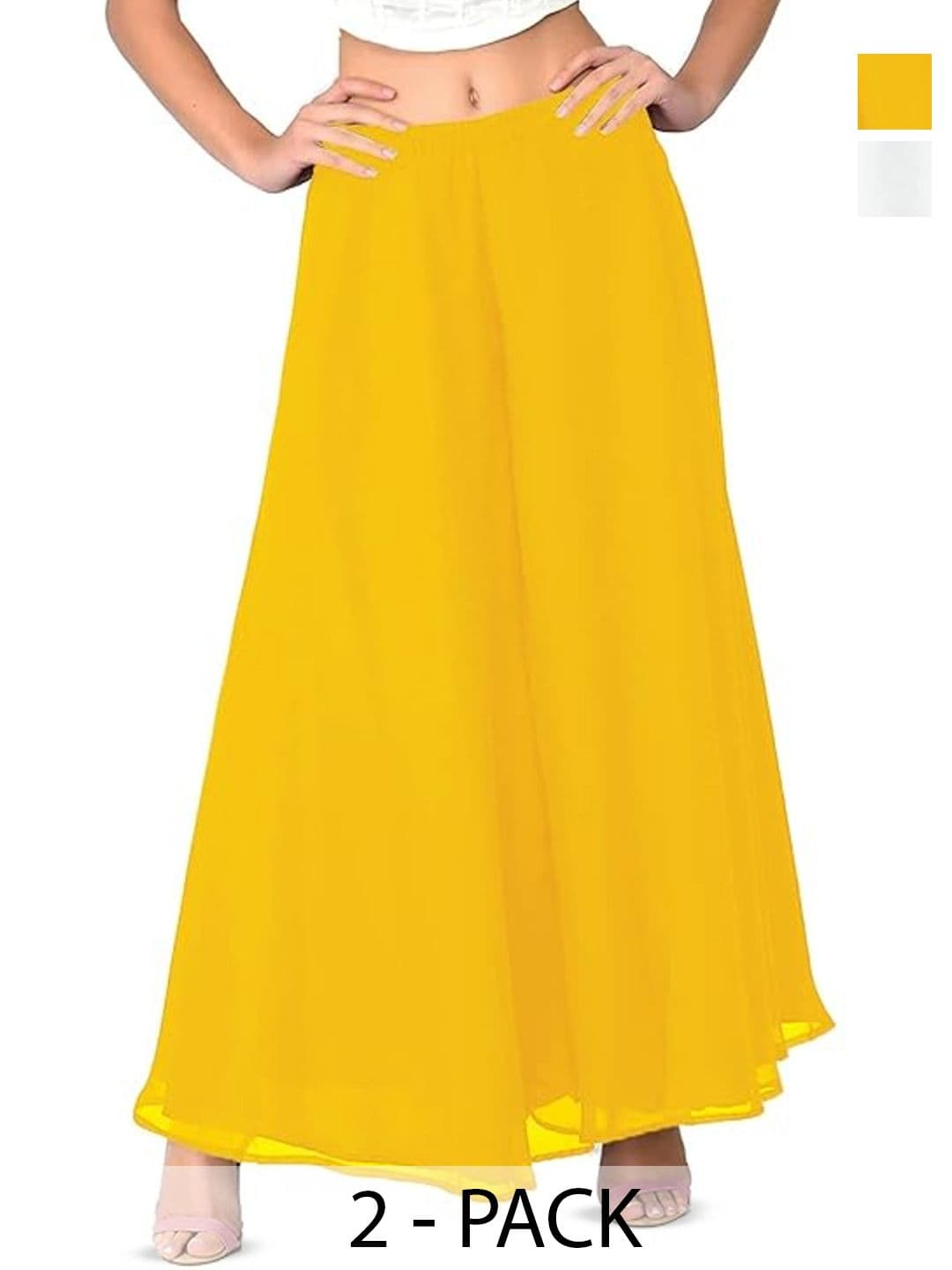 ERUDITE CLUB Women 2 Flared Georgette Ethnic Palazzos - view 1