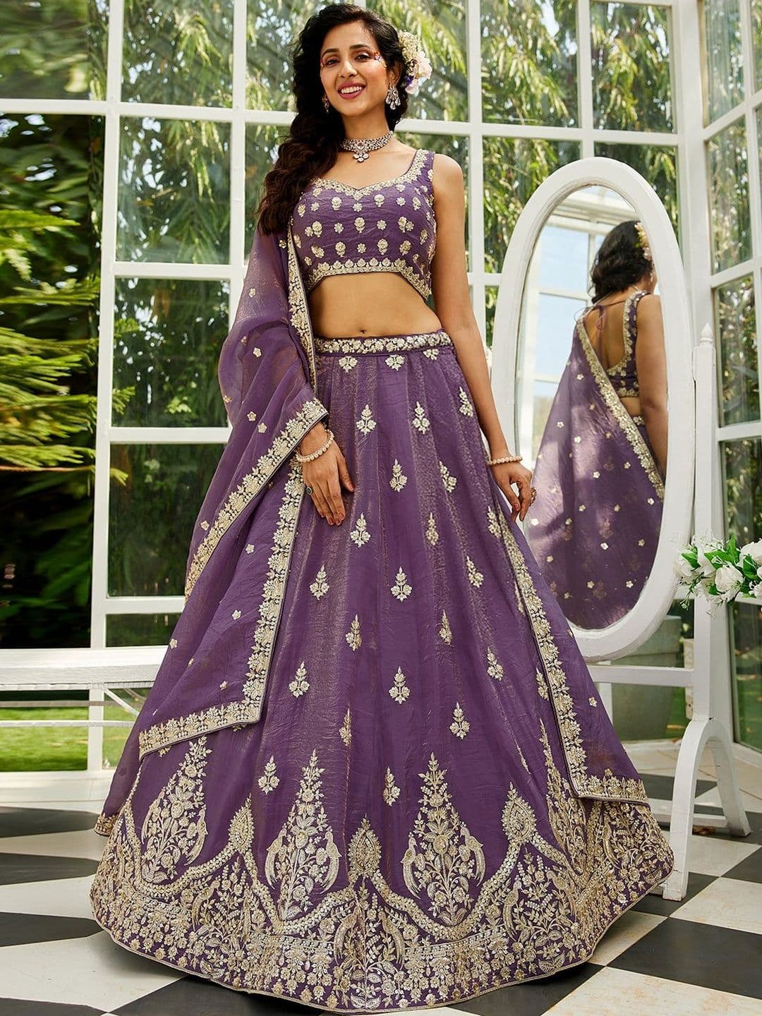 Trendmalls Embellished Semi-Stitched Lehenga & Blouse With Dupatta - view 1