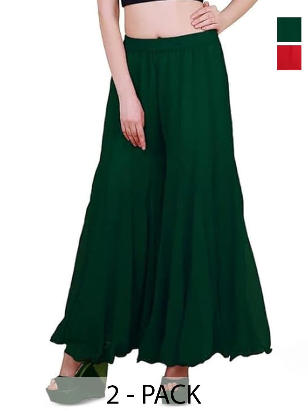 ERUDITE CLUB Women 2 Flared Georgette Ethnic Palazzos - view 1