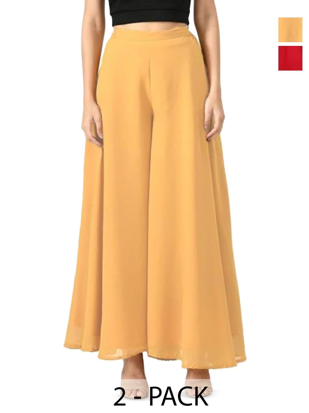 ERUDITE CLUB Women 2 Flared Georgette Ethnic Palazzos - view 1