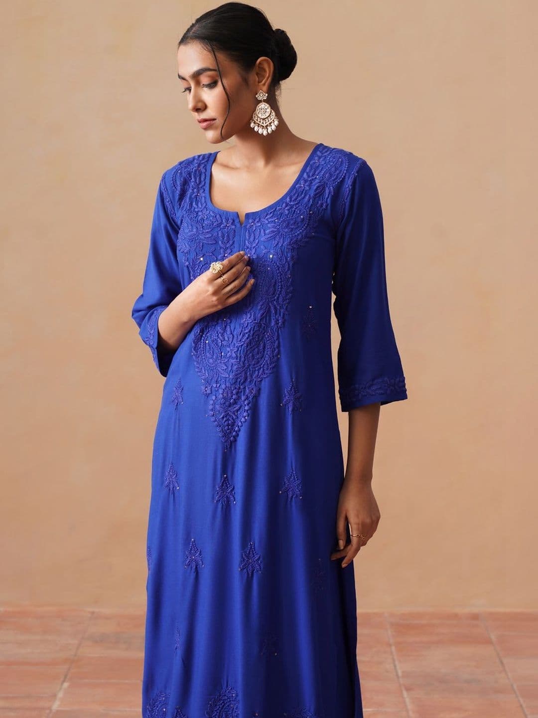 all about you Women Ethnic Motifs Embroidered Regular Thread Work Kurta with Palazzos & With Dupatta - view 1