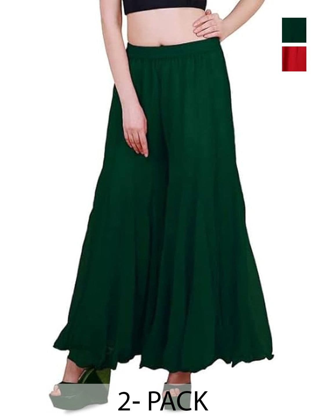 Aura Glam Women 2 Flared Georgette Ethnic Palazzos - view 1