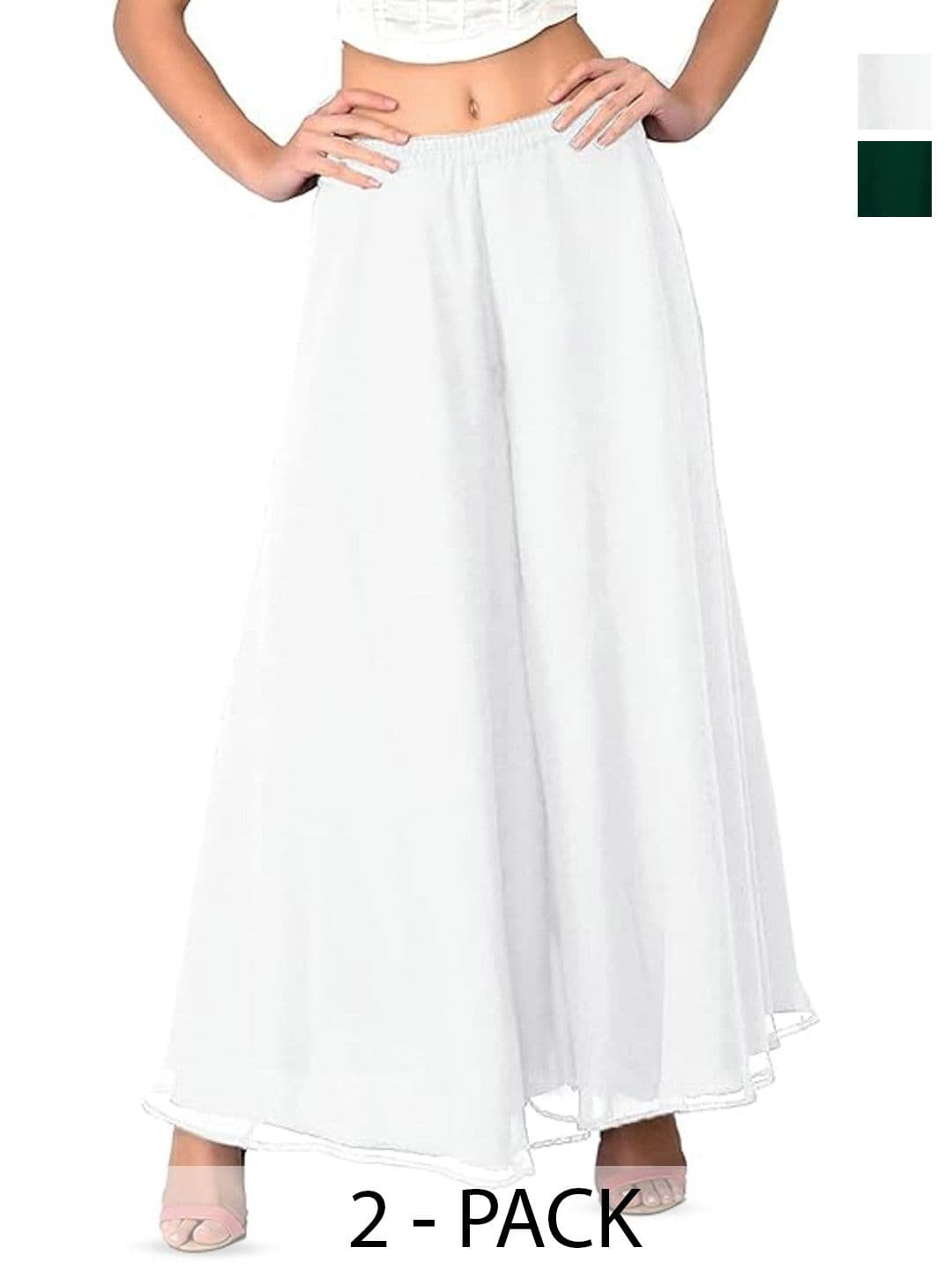 ERUDITE CLUB Women 2 Flared Georgette Ethnic Palazzos - view 1