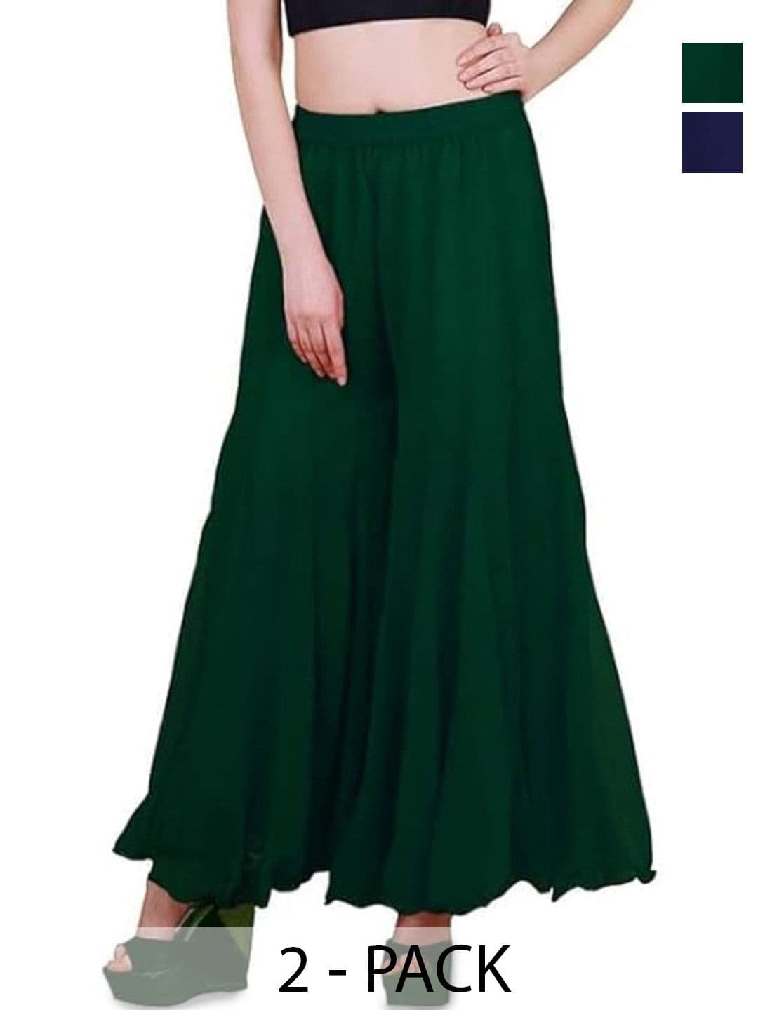 AFFLEON Women 2 Flared Georgette Ethnic Palazzos - view 1