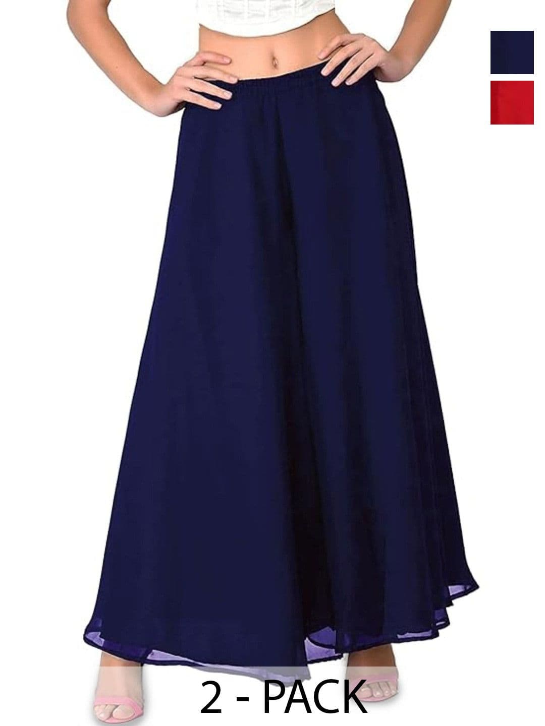AFFLEON Women 2 Flared Georgette Ethnic Palazzos - view 1