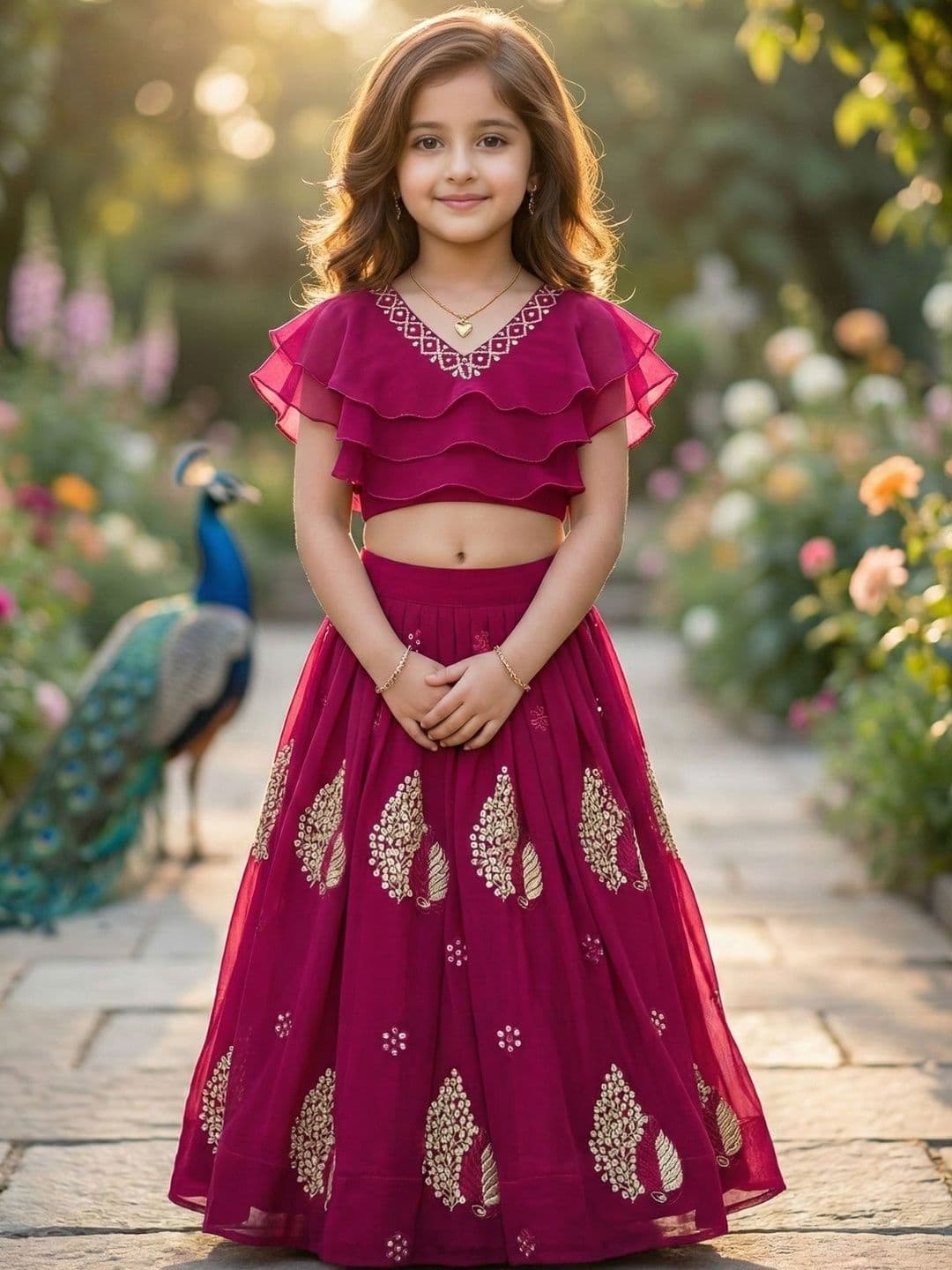 KALINI Girls Embellished Sequinned Ready to Wear Lehenga & - view 1