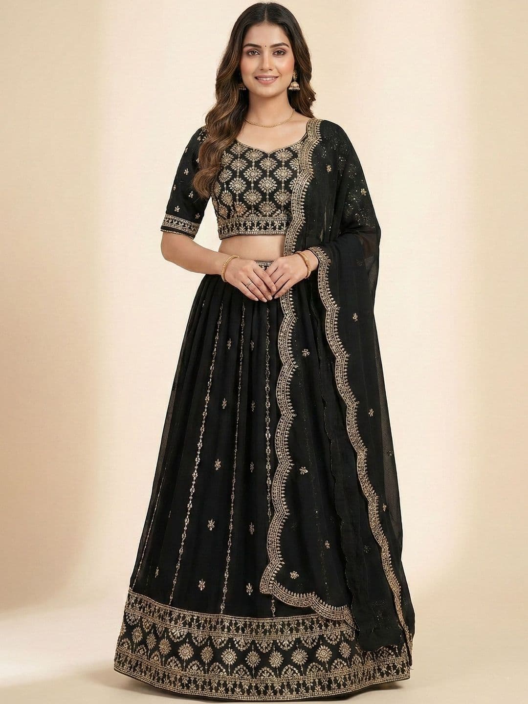 Fashorama Embroidered Semi-Stitched Lehenga & Blouse With Dupatta - view 1