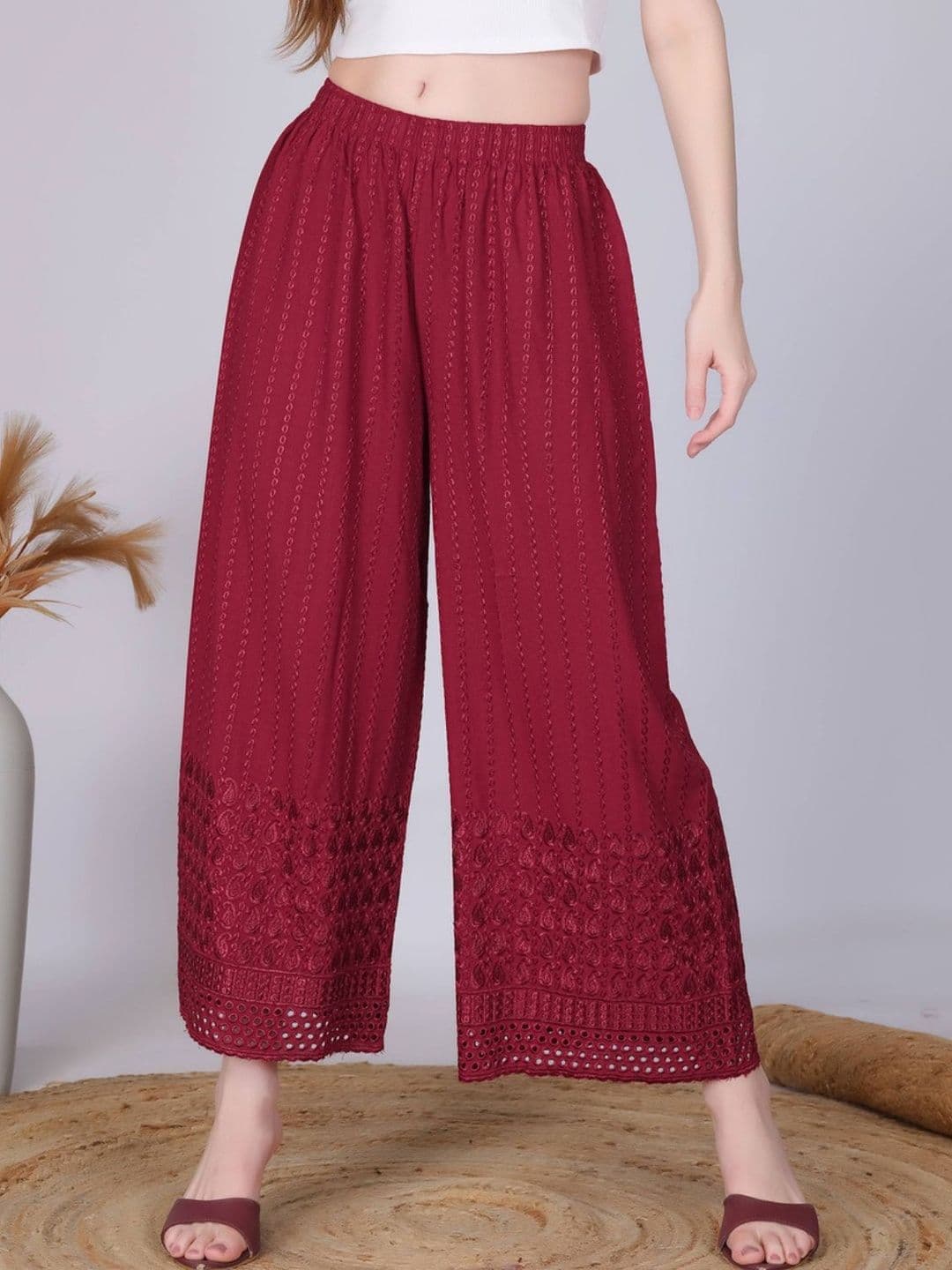 Vivika Women Embroidered Flared Ethnic Palazzos - view 1