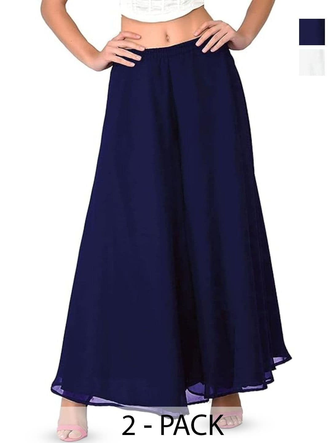AFFLEON Women 2 Flared Georgette Ethnic Palazzos - view 1